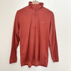 Patagonia Shirt Mens Large Orange Capilene Midweight 1/4 Zip Baselayer Pullover